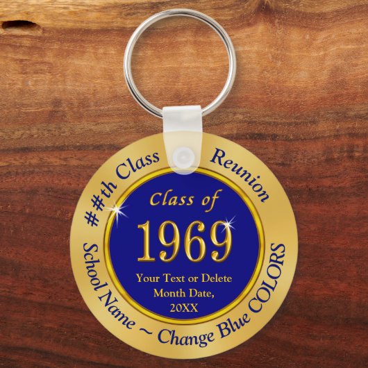 Custom Blue and Gold Class of 1969 Party Favors Sleutelhanger (Voorkant)