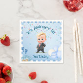 Custom Blue Baby Boy Party Napkin Set Servet (Insitu)