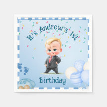 Custom Blue Baby Boy Party Napkin Set