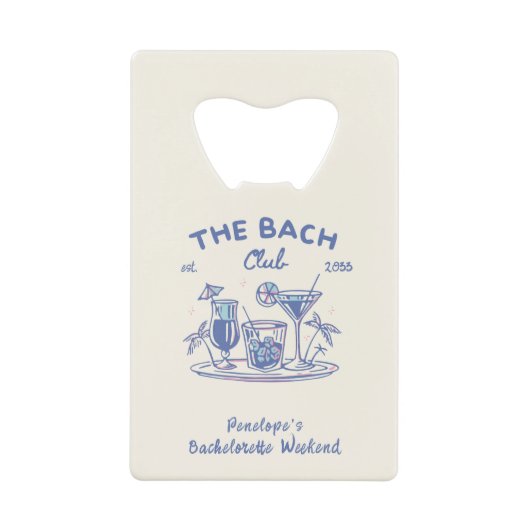 Custom Blue Bachelorette Party Favoriet Flesopener Creditkaart Flessenopener (Voorkant)