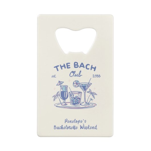 Custom Blue Bachelorette Party Favoriet Flesopener Creditkaart Flessenopener (Achterkant)