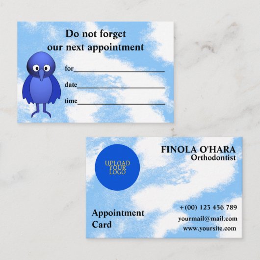 Custom Blue Bird Afsprakenkaartje (Voorkant / Achterkant)