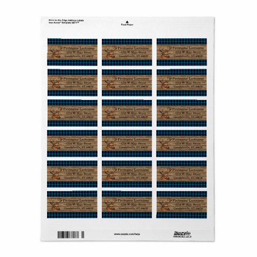 Custom Blue Black Country Check Tartan Pattern Etiket (Full Sheet)