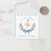 Custom Blue Bow Ballerina Girl Gift Enclosure Notitiekaartje (Voorkant / Achterkant in situ)