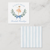 Custom Blue Bow Ballerina Girl Gift Enclosure Notitiekaartje (Voorkant / Achterkant)