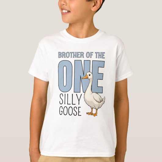 Custom Blue Brother of One Silly Goose Birthday T-shirt (Voorkant)