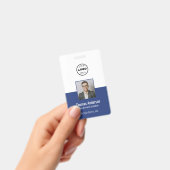 Custom Blue Business Logo Employee Photo ID Badge (Handheld)