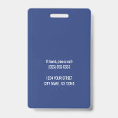Custom Blue Business Logo Employee Photo ID Badge (Achterkant)