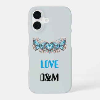 Custom Blue Butterflies Love Valentine Day Gift iPhone 16 Hoesje