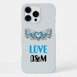 Custom Blue Butterflies Love Valentine Day Gift iPhone 16 Pro Max Hoesje