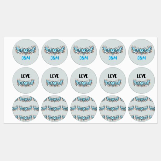 Custom Blue Butterflies Love Valentine Day Gift Labels (Vel)