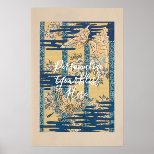 CUSTOM Blue Butterfly & Cloud Pattern Art Poster (Voorkant)