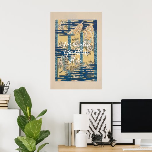 CUSTOM Blue Butterfly & Cloud Pattern Art Poster (Thuiskantoor)