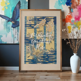 CUSTOM Blue Butterfly & Cloud Pattern Art Poster