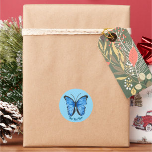 Custom Blue Butterfly Ronde Sticker