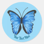 Custom Blue Butterfly Ronde Sticker (Voorkant)