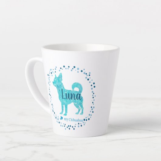 Custom Blue Chihuahua Mug Photo Personalized Latte Mok (Linkerhoek)
