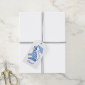 Custom Blue Chinoiserie Monkey Cadeaulabel (Met Touw)