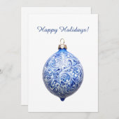 Custom Blue Christmas Ornament Holiday Note Kaart (Voorkant / Achterkant)