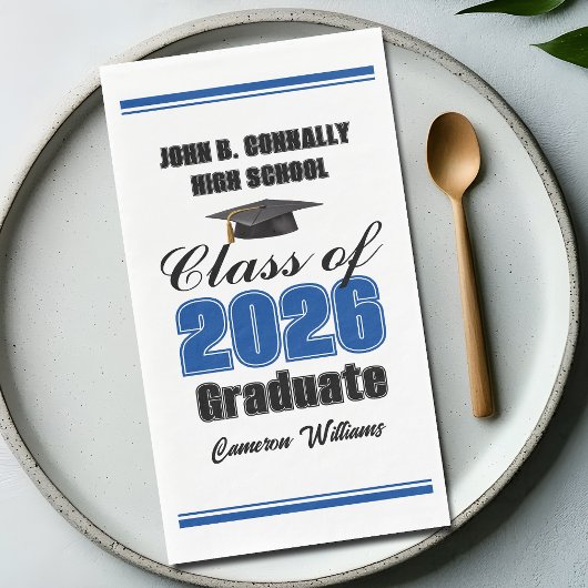 Custom Blue Class of 2026 Graduation Party Servet