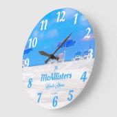 Custom Blue Coastal Beach House Grote Klok (Hoek)