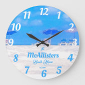 Custom Blue Coastal Beach House Grote Klok (Voorkant)