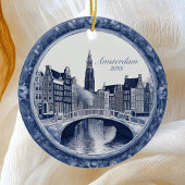 Custom Blue Delft Amsterdam Souvenir Keramisch Ornament