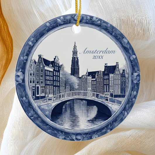 Custom Blue Delft Amsterdam Souvenir Keramisch Ornament