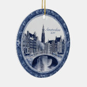 Custom Blue Delft Amsterdam Souvenir Keramisch Ornament (Rechts)
