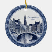 Custom Blue Delft Amsterdam Souvenir Keramisch Ornament (Voorkant)
