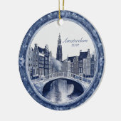 Custom Blue Delft Amsterdam Souvenir Keramisch Ornament (Links)