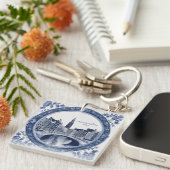 Custom Blue Delft Amsterdam Souvenir Sleutelhanger (Voorkant Rechts)