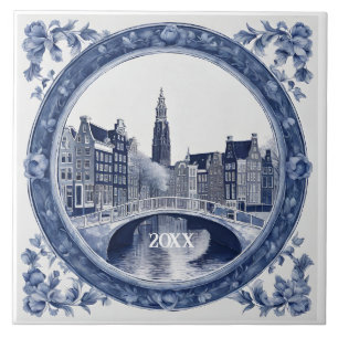 Custom Blue Delft Amsterdam Souvenir Tegeltje