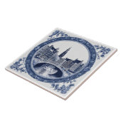 Custom Blue Delft Amsterdam Souvenir Tegeltje (Zijkant)