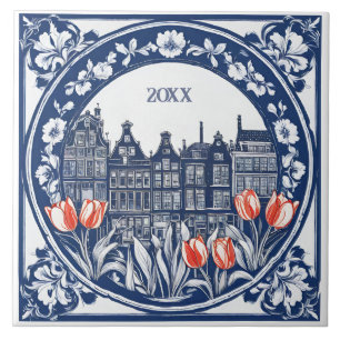Custom Blue Delft Amsterdam Souvenir Tegeltje