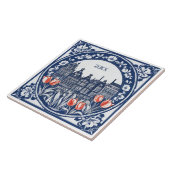 Custom Blue Delft Amsterdam Souvenir Tegeltje (Zijkant)