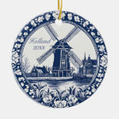 Custom Blue Delft Holland Souvenir Keramisch Ornament (Voorkant)