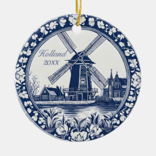Custom Blue Delft Holland Souvenir Keramisch Ornament