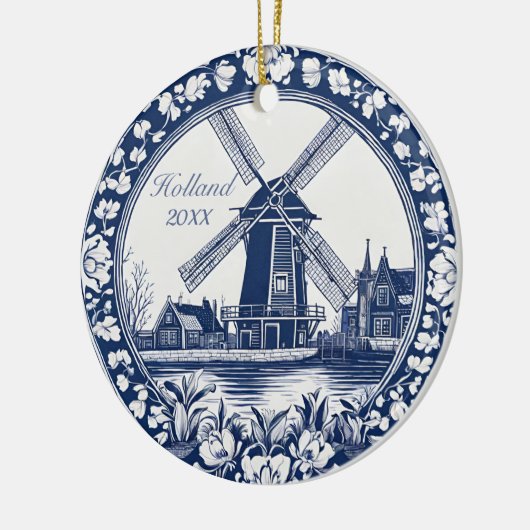 Custom Blue Delft Holland Souvenir Keramisch Ornament (Links)