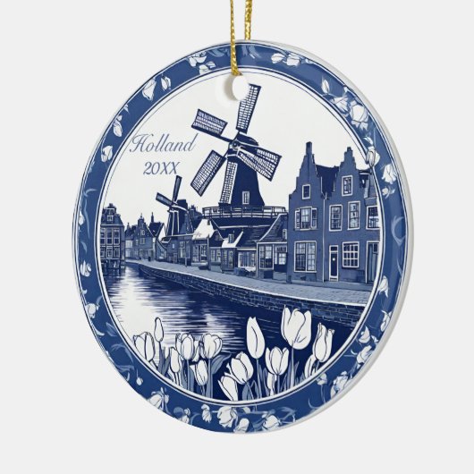 Custom Blue Delft Holland Souvenir Keramisch Ornament (Links)