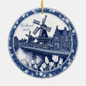 Custom Blue Delft Holland Souvenir Keramisch Ornament (Achterkant)