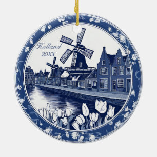 Custom Blue Delft Holland Souvenir Keramisch Ornament