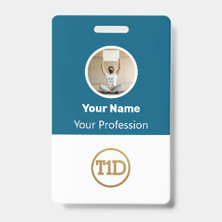 Custom Blue Employee Photo, Bar Code, Logo, Name B Badge