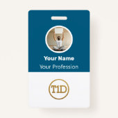 Custom Blue Employee Photo, Bar Code, Logo, Name B Badge (Voorkant)