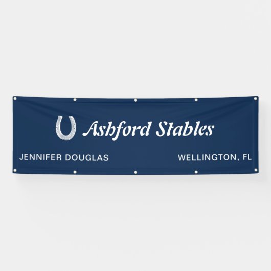 Custom Blue Equestrian Stall Horse Show Spandoek (Horizontaal)