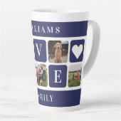 Custom Blue Family Photo Love Latte Mok (Rechterhoek)