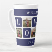 Custom Blue Family Photo Love Latte Mok (Linkerhoek)