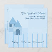 Custom Blue Fenced Home Housewarming Party Aankondiging (Voorkant / Achterkant)