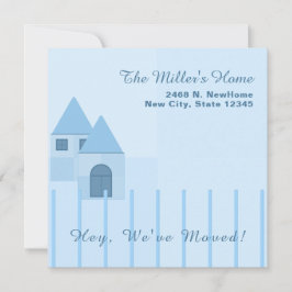 Custom Blue Fenced Home Housewarming Party Aankondiging