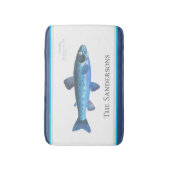 Custom Blue Fish Moderne Kustmarine Blauwgroen Deu Badmat (Voorkant Verticaal)